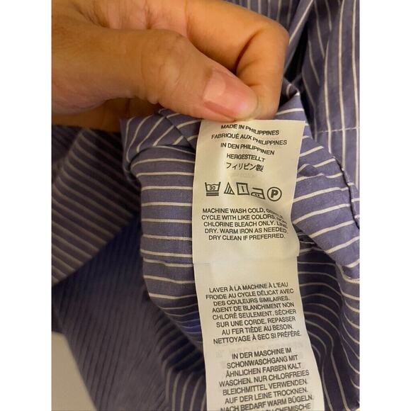 J Crew Top Women's 00 Blue Short Sleeve Blouse Off The Shoulder Nautical - Picture 7 of 7